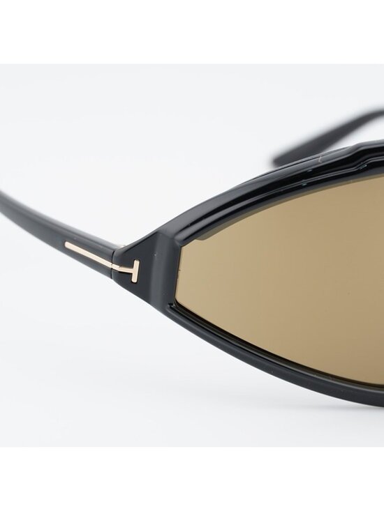 Tom Ford Lorna FT1121 01G Sunglasses Shiny Black Shield Frame, Brown Lenses main image 5